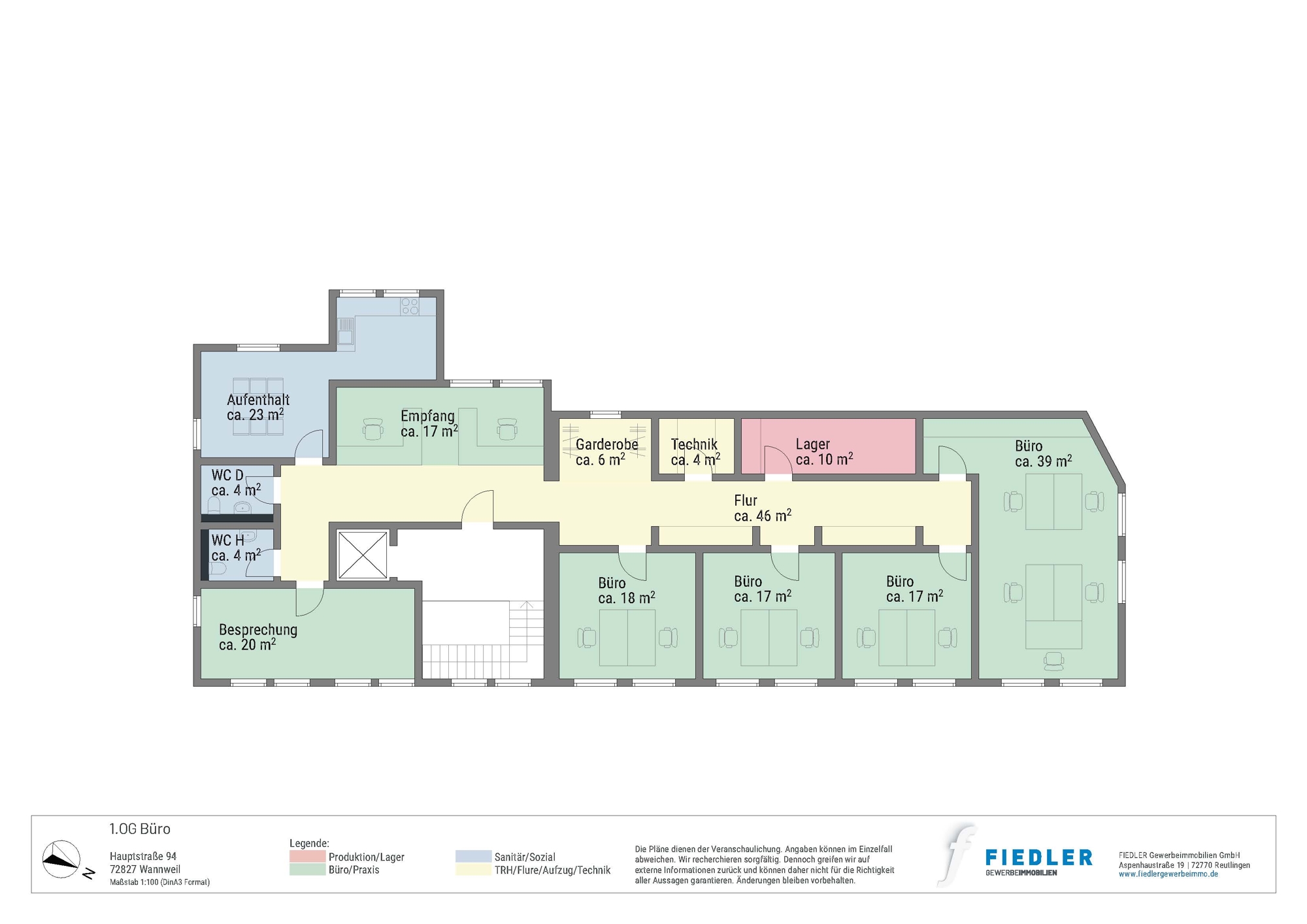 Plan Grundriss 1.OG-Variante Büro